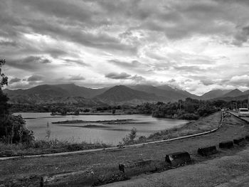 Scenic view of lake against sky