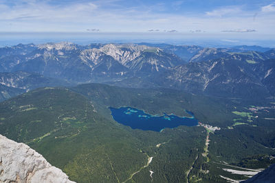 High angle view of mountain against sky