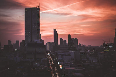 View of city at sunset