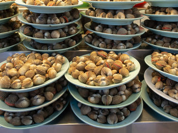 High angle view of food for sale in market