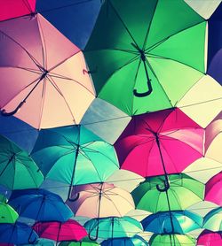 Low angle view of colorful umbrella