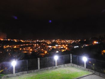 Illuminated cityscape at night