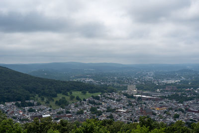 High angle view of townscape against sky