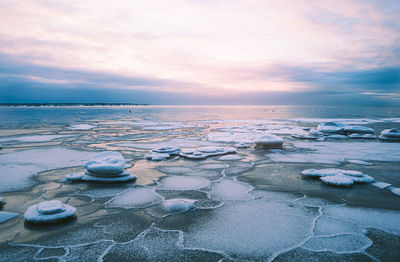 Scenic view of frozen sea in winter. 