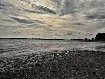 Scenic view of sea at sunset