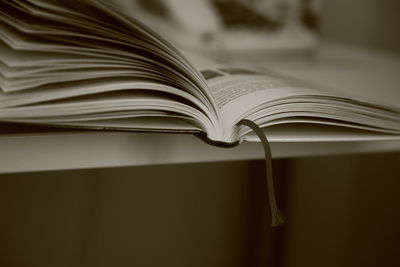 Close-up of book on table