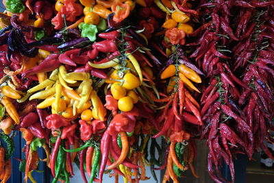 Full frame shot of multi colored vegetables for sale in market