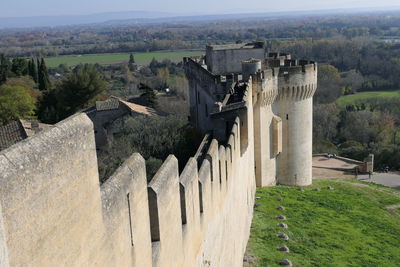 High angle view of historic building