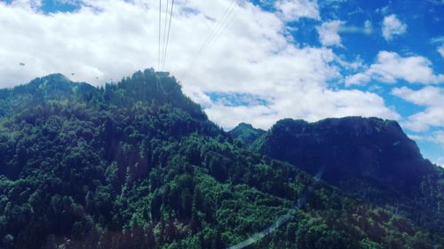 Scenic view of mountains against cloudy sky