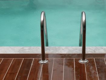 High angle view of swimming pool against wall