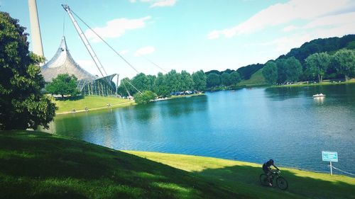 Scenic view of lake against sky