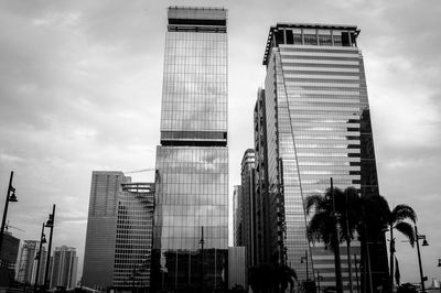 Low angle view of skyscraper against sky