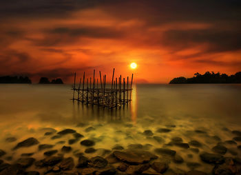 Scenic view of sea against sky during sunset