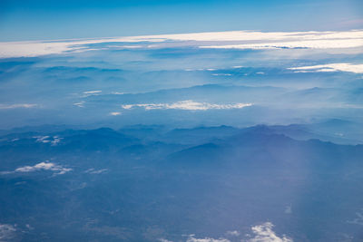 High angle view of mountains against sky