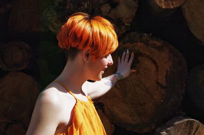 High angle view portrait of women