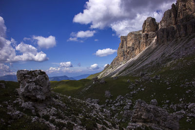 Scenic view of rocky mountains against sky