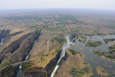 High angle view of river against sky