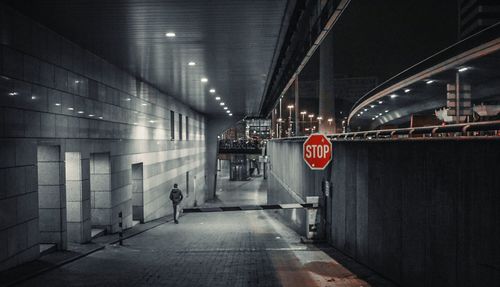 Empty walkway at night