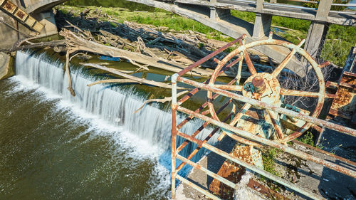 High angle view of waterfall