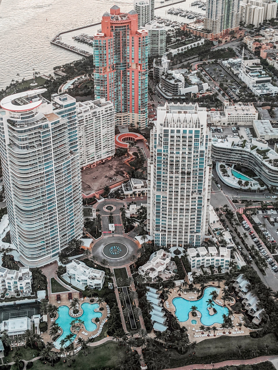 HIGH ANGLE VIEW OF MODERN BUILDINGS