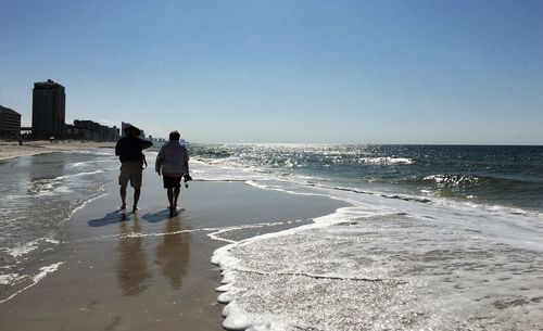 High angle view of people on beach