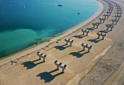 Drone photography. unfinished jebel ali palm in dubai, united arab emirates.