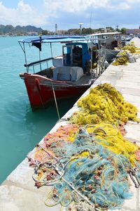 View of boats in water