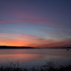 Scenic view of lake at sunset
