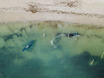 High angle view of airplane in lake