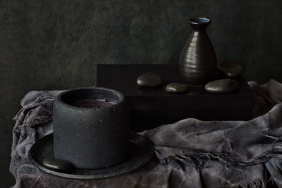 Close-up of coffee cup on table