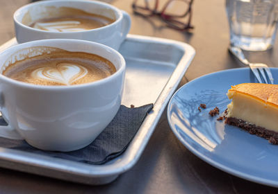 High angle view of coffee on table