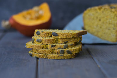 Close-up of bread on table