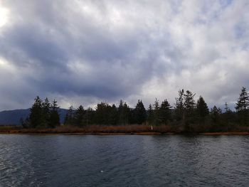 Scenic view of lake against sky