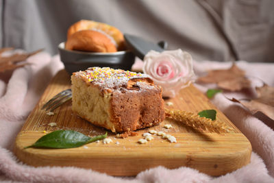 Close-up of cake on table