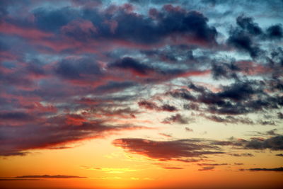 Low angle view of dramatic sky during sunset