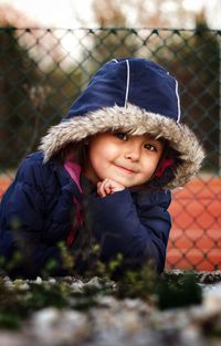 Portrait of cute girl wearing hat