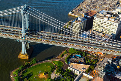 High angle view of bridge over river in city