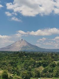 Scenic view of landscape against cloudy sky