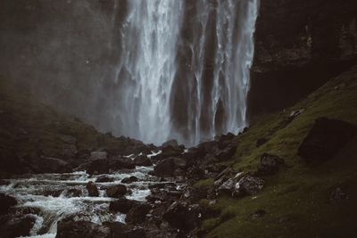 Scenic view of waterfall in forest