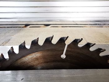 Close-up of wood on table