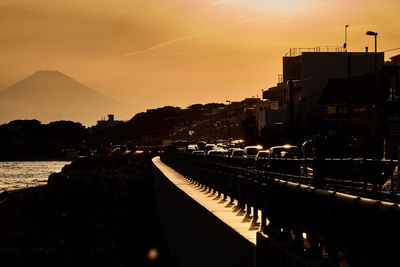 View of buildings at sunset