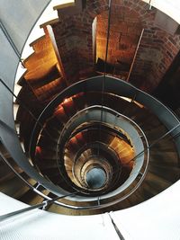 High angle view of spiral stairs