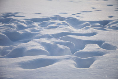 High angle view of snow on land