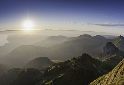 Scenic view of mountains against sky