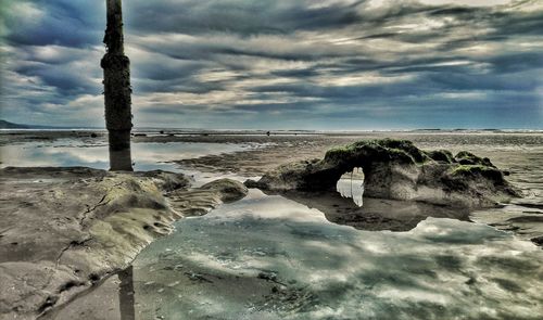 Scenic view of beach against sky