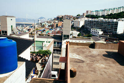 Cityscape against clear sky