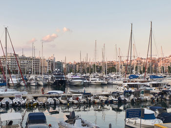 Piraeus, greece - september 2018. yachts, sailboats and other nautical vessels in the harbor