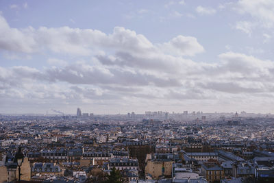 High angle view of paris townscape against sky from montmartre