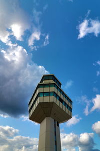 Low angle view of modern building against sky