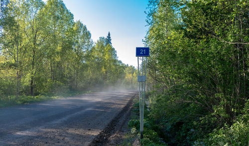 Road amidst trees against sky